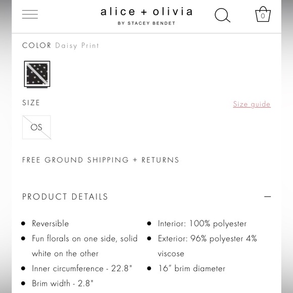 New Alice + Olivia X Fabfitfun reversible Bucket hat black/white daisy - Picture 11 of 15